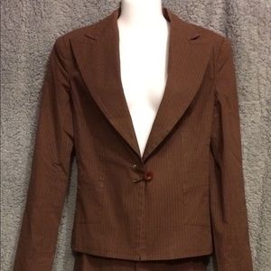 British Khaki brown with fine pin stripe suit.